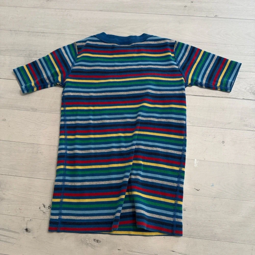 Hanna Andersson kids rainbow stripe short sleeve‎ pajama TOP only 130/8